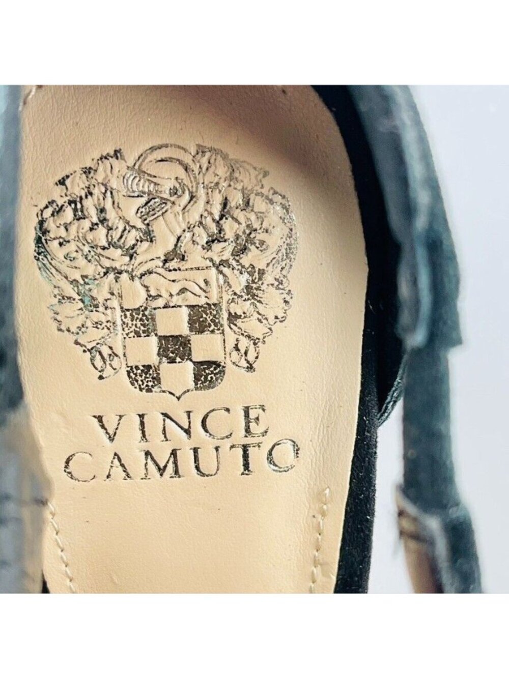 Vince Camuto Black Strappy Rhinestone Suede Heels With Back Zipper Closure - - Picture 6 of 14